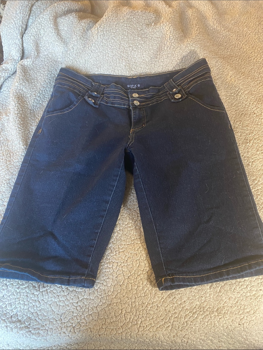 Dark Blue Boyfriend Jeans Bermuda Shorts. 32”Waist